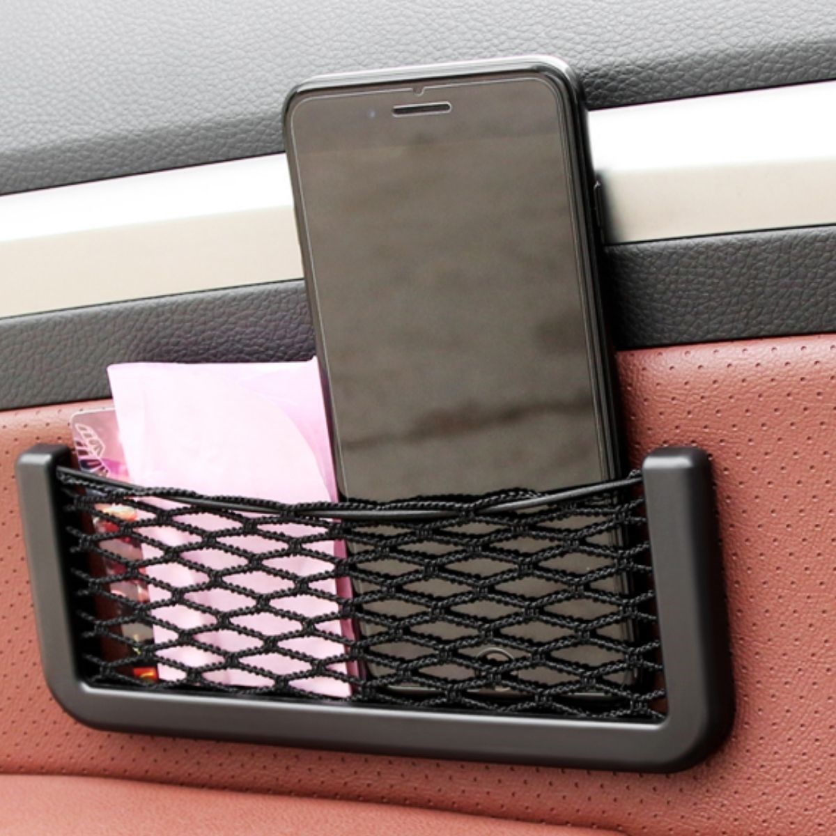 Araç İçi Fileli Pratik Göz Telefon İçin Yapışkanlı Fileli Ceplik — Veyo — görsel 7