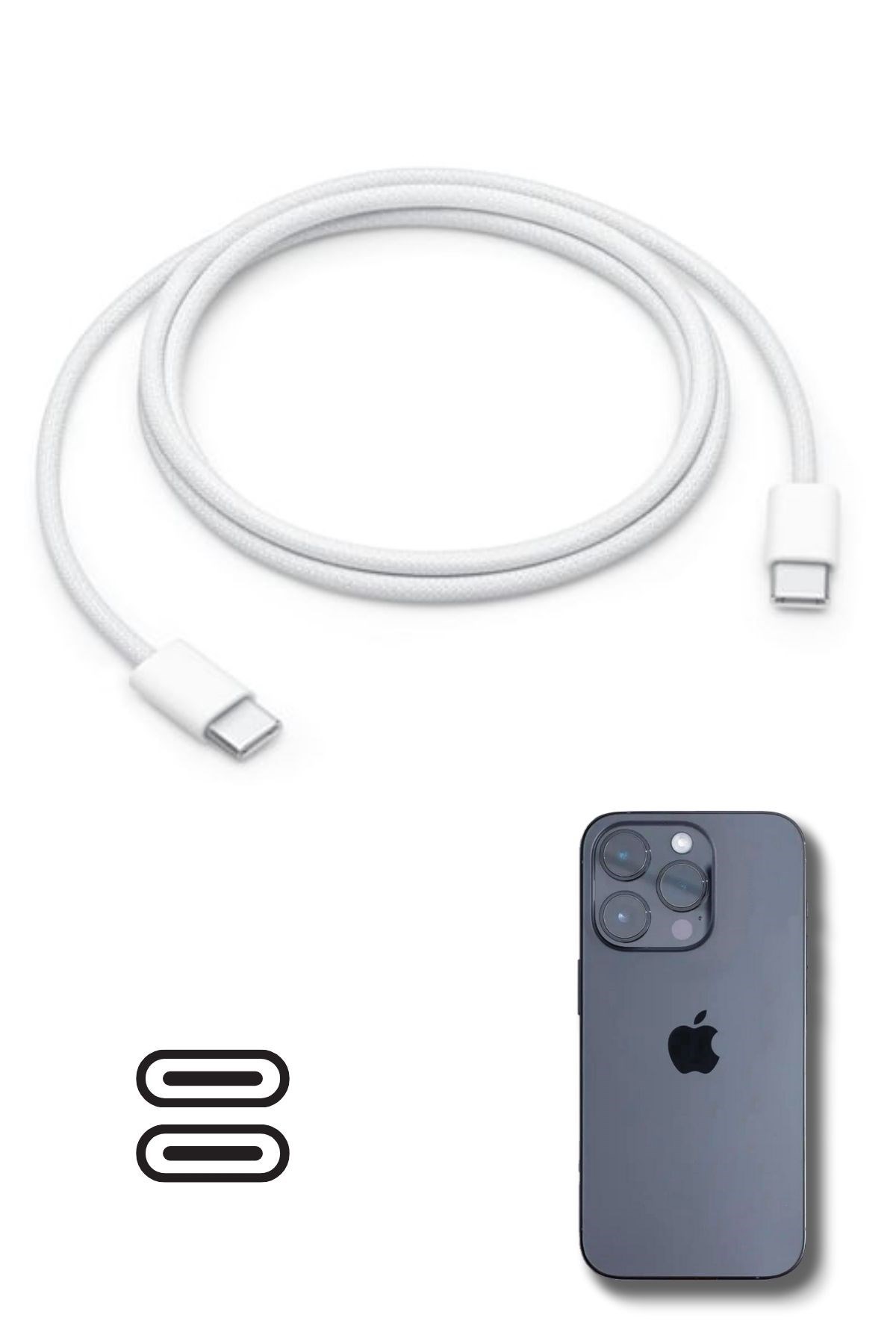 Apple 15/15 Pro Type-C to Type-C Hasır Örgü Hızlı Şarj Kablosu (1m) — Veyo — görsel 6