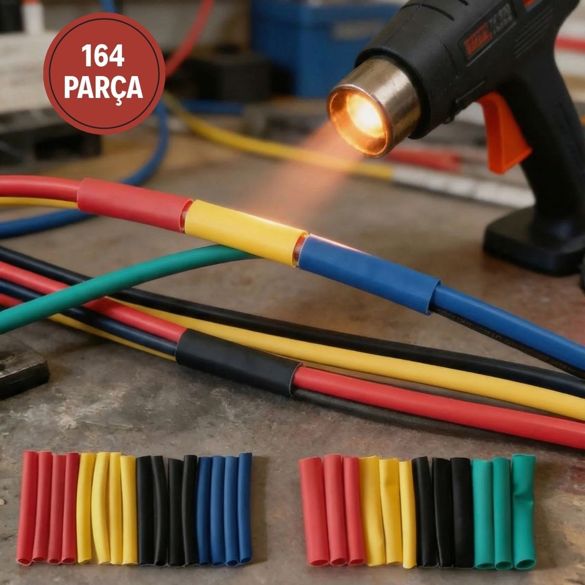 BUFFER® 164 Parça Isı ile Daralan Makaron Seti – Elektrik Kablo İzolasyon & Koruma Kılıfı, Renkli Shrink Tube Set