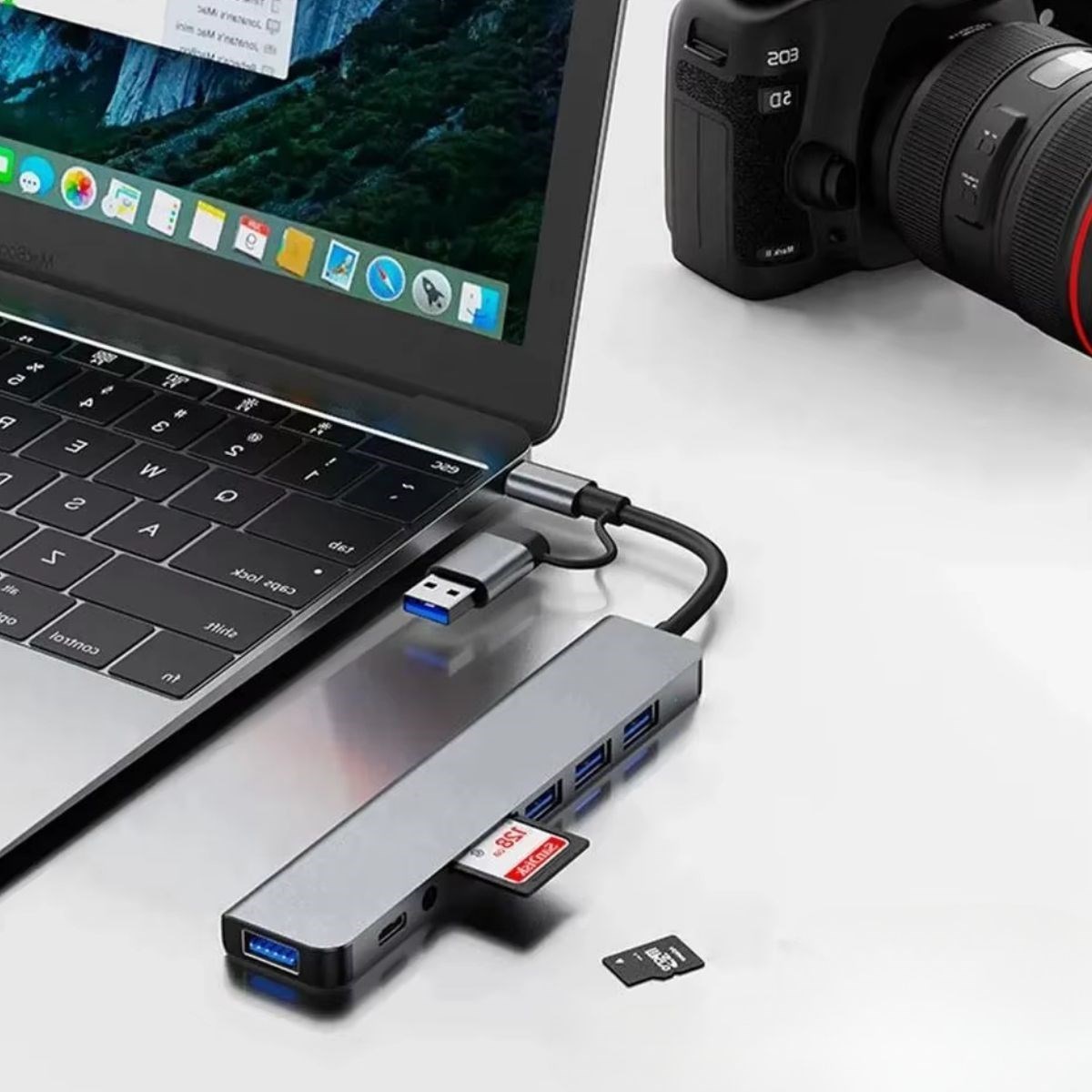8 in 1 Usb Çevirici Notebook Macbook Type-C Uyumlu Görüntü Aktarıcı Hub — Veyo — görsel 5