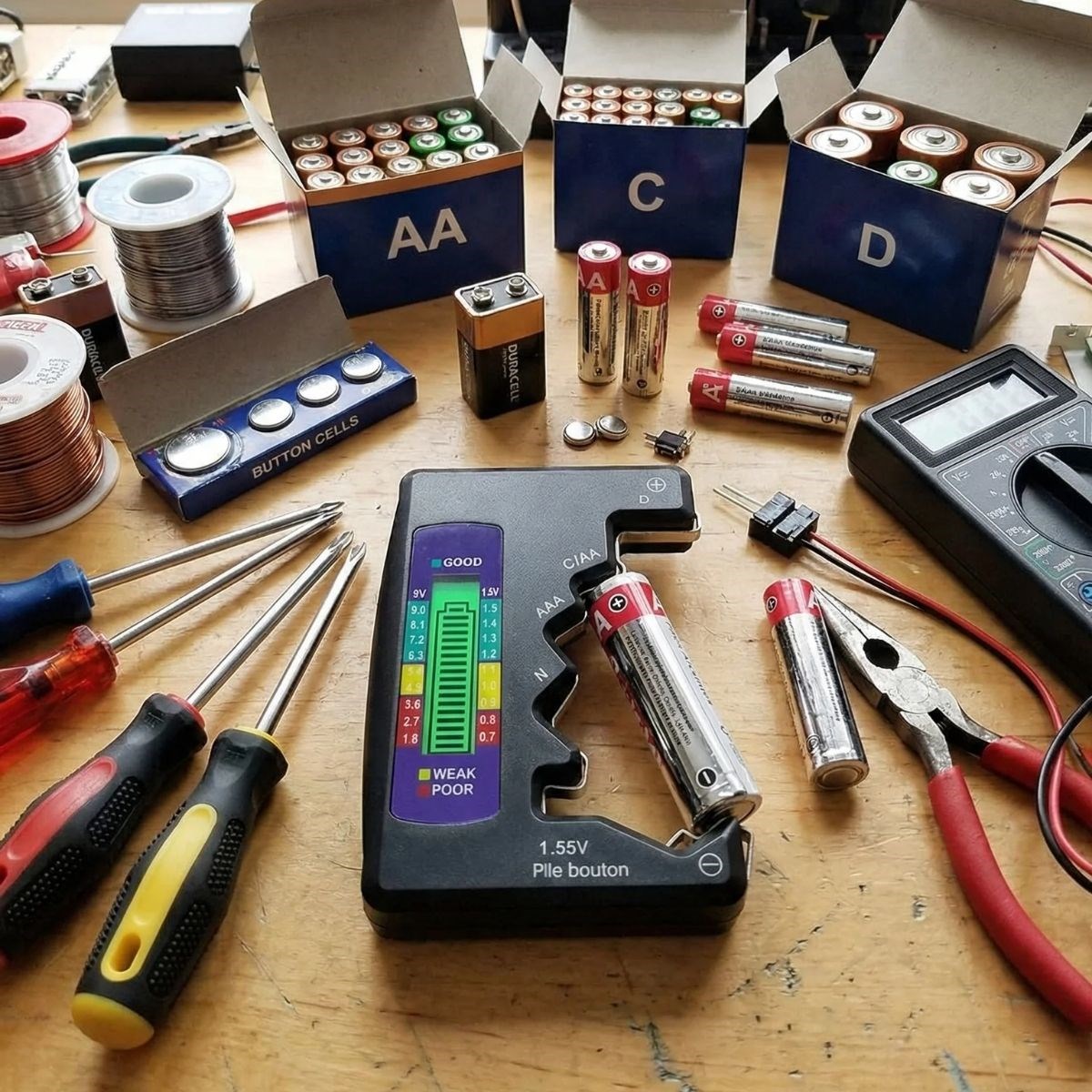 Evrensel Dijital Pil Test Cihazı – AA, AAA, C, D, N, 9V ve Düğme Pil Uyumlu Mini Pil Kapasite & Seviye Ölçer — Veyo — görsel 3