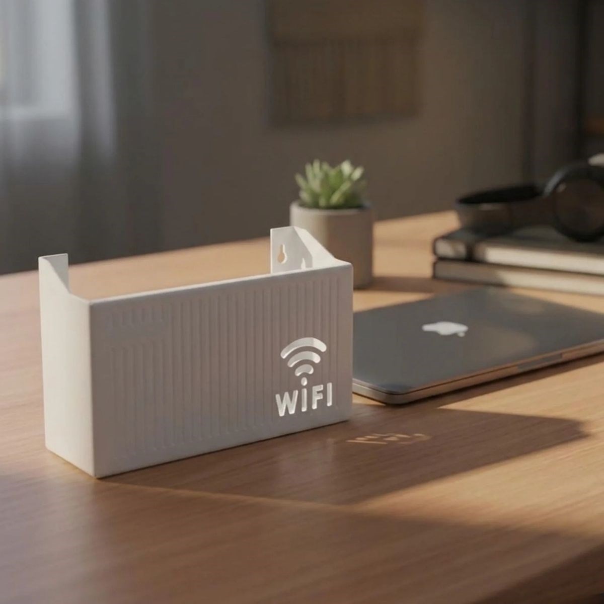 Duvar Tipi Wi-Fi Modem Saklama Kutusu(Beyaz) – Kablo Düzenleyici Router Raf Organizer — Veyo — görsel 3