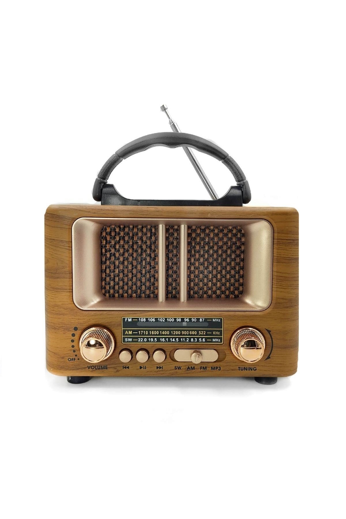 Küçük Mini Boy Retro Ahşap Tasarım Bluetooth Hoparlörlü Radyo – FM/AM Destekli, Şarjlı ve Taşınabilir Radyo NS-8108 — Veyo — görsel 6