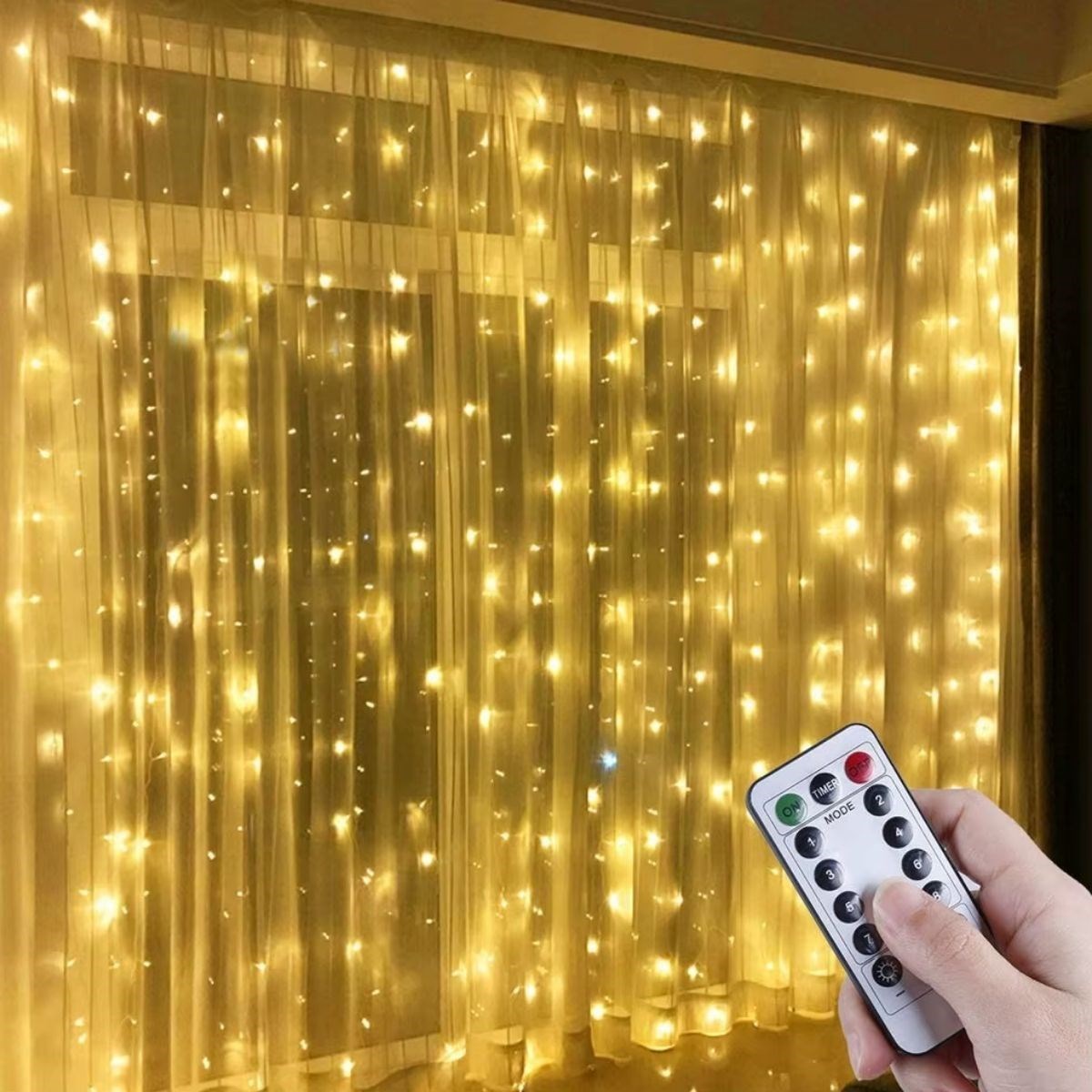 Uzaktan Kumandalı LED Perdeye Takılabilen Kancalı Işık Usb 3x3 Metre Peri Perde LED — Veyo — görsel 2
