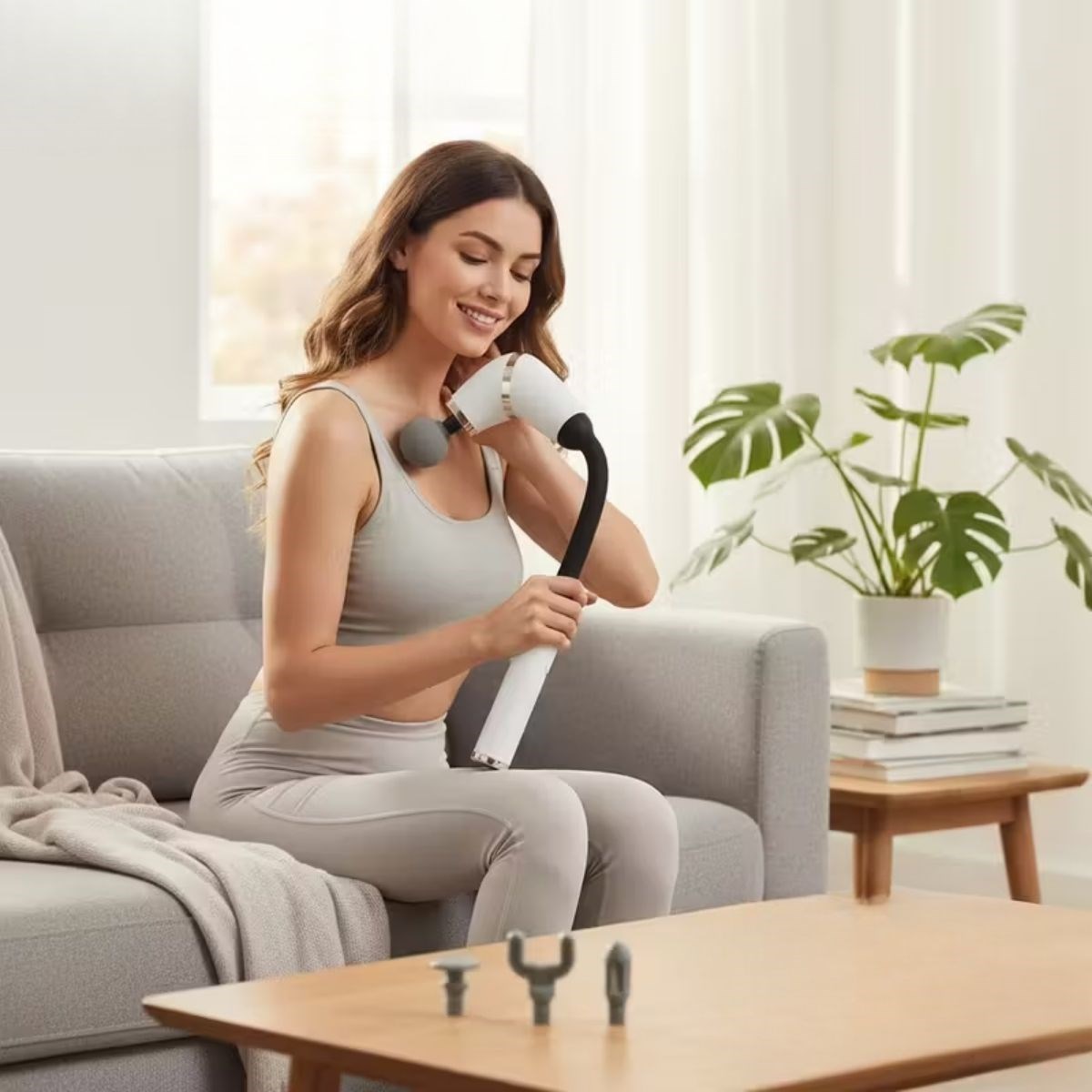 4 Farklı Başlıklı Uzun Saplı Derin Doku Masaj Tabancası, Boyun, Omuz ve Sırt için Ergonomik Saplı Çoklu Masaj Modlu Taşınabilir Masaj Aleti — Veyo — görsel 2