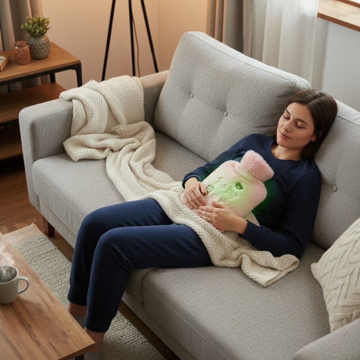 Işıklı Ayıcıklı Figürlü Pembe Peluş Sıcak Su Torbası 1 Lt – Yumuşak Kılıf, Uzun Süre Sıcak Tutan Termal Su Torbası — Veyo — görsel 3