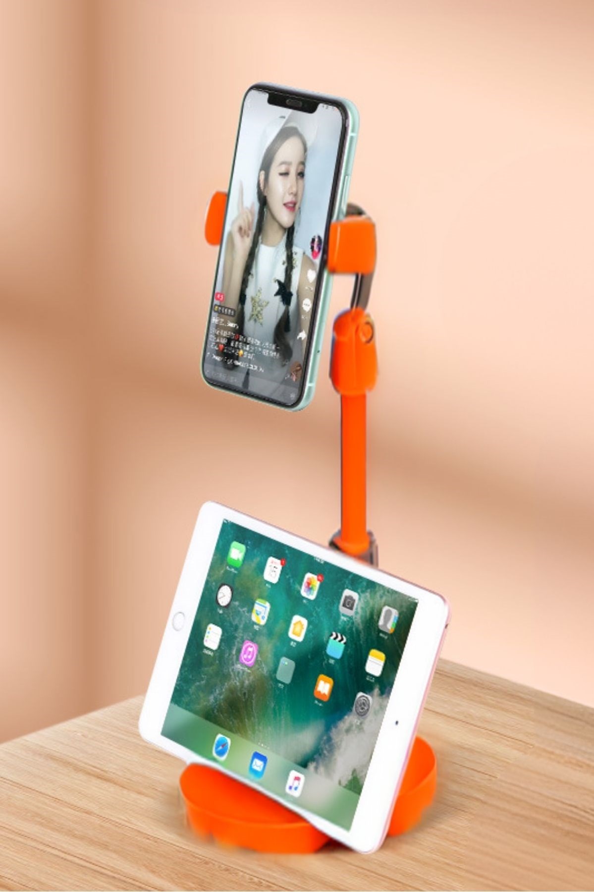 Masa Üstü Tablet ve Telefon Tutucu Plastik Aparat Turuncu Telefon Standı — Veyo — görsel 8