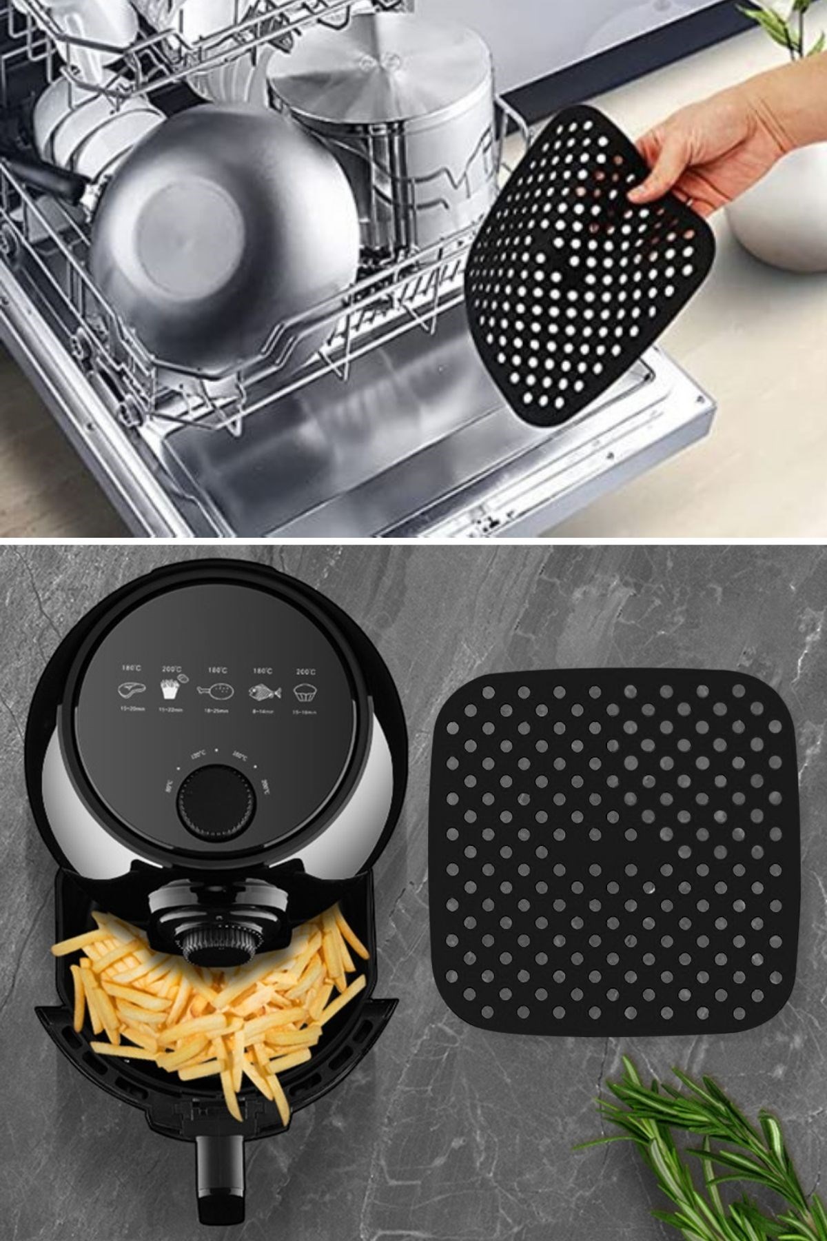 Renkli Isıya Dayanıklı Yıkanılabilir Silikon Fırın Ve Airfryer Kare Pişirme Matı 21,5 Cm — Veyo — görsel 6