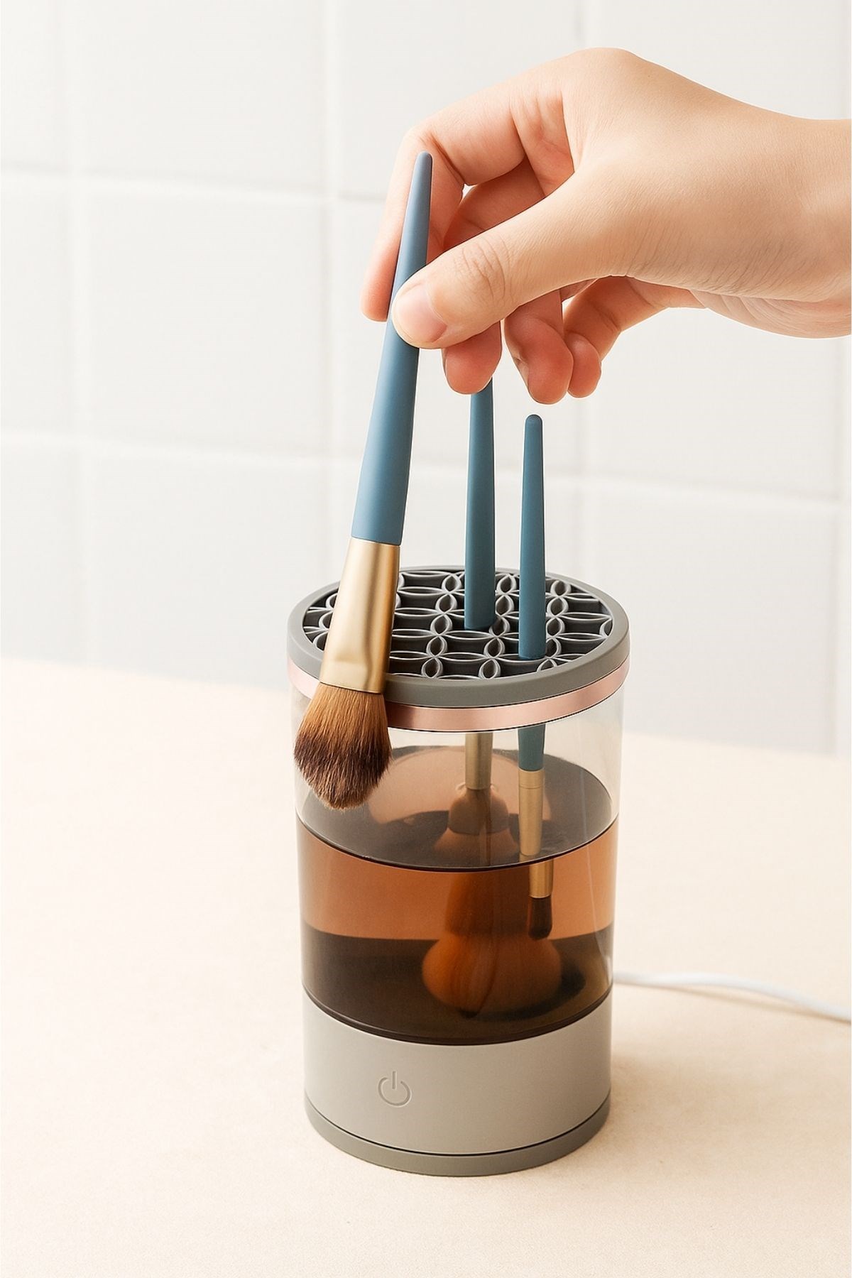 BUFFER® USB Şarjlı Makyaj Fırçası Temizleyici Aparat Hızlı Kurutmalı, Çok Yönlü Fırça Temizleyici