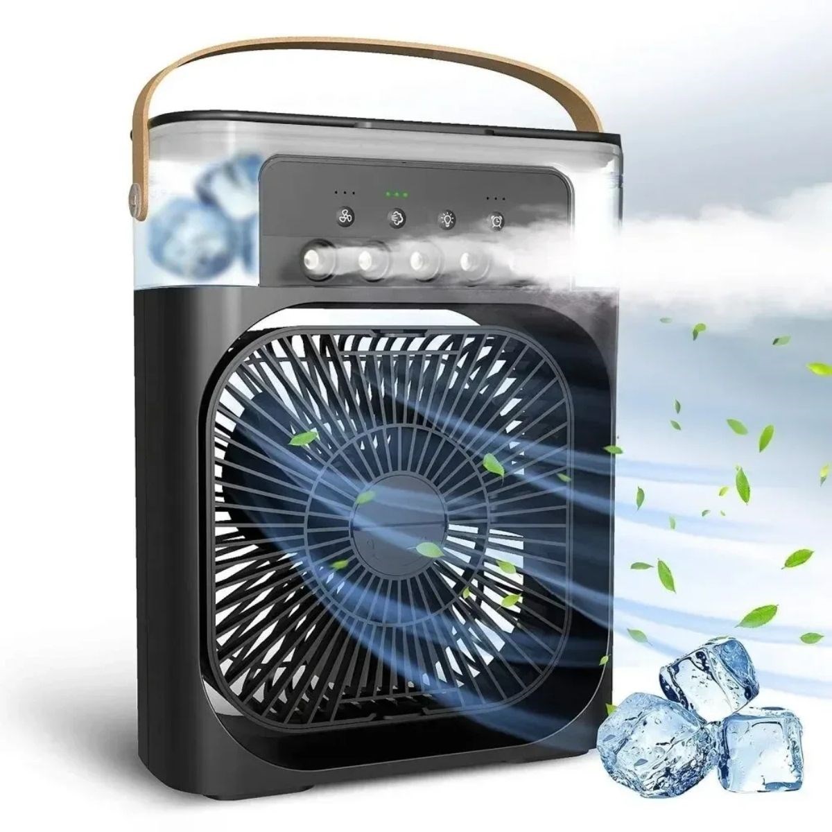 Taşınabilir 3 Farklı Mod Ayarlı 7 Farklı Led Işıklı Sulu Soğutmalı Taşınabilir Masaüstü USB Fan Vantilatör — Veyo