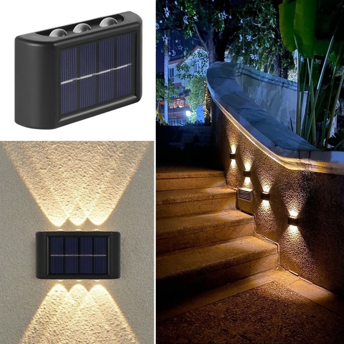 Güneş Enerjili Duvar Aplik Led Dekoratif Dış Mekan Aydınlatma Sensörlü Su Geçirmez Bahçe Lambası