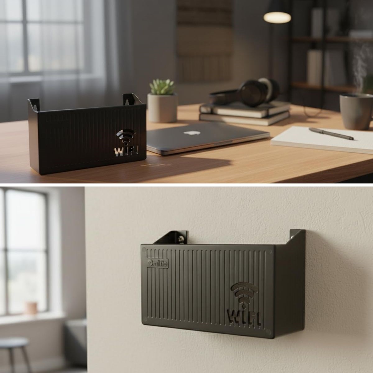 Duvar Tipi Wi-Fi Modem Saklama Kutusu(Siyah) – Kablo Düzenleyici Router Raf Organizer — Veyo — görsel 3