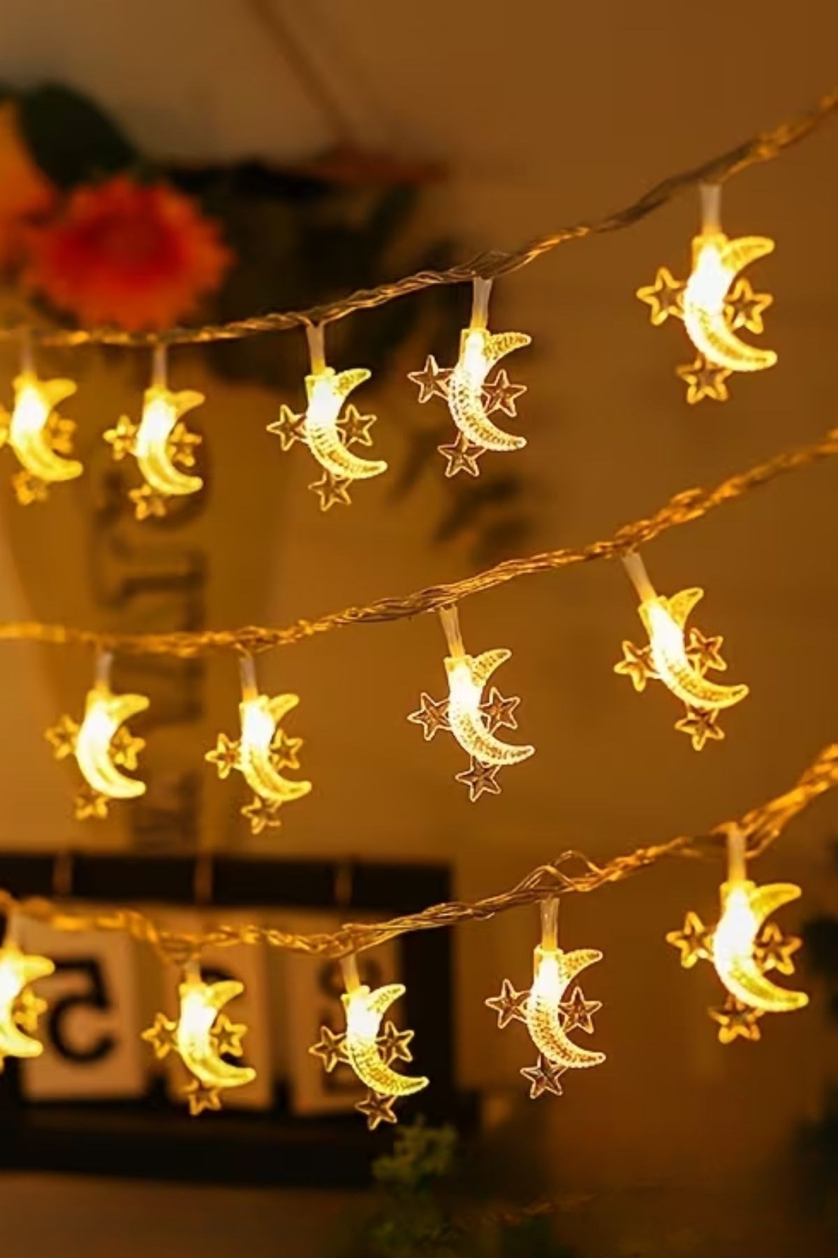 Hilal ve 3 Mini Yıldız Şekilli 3.5 Metre USB LED Işık – 20 LED’li ...