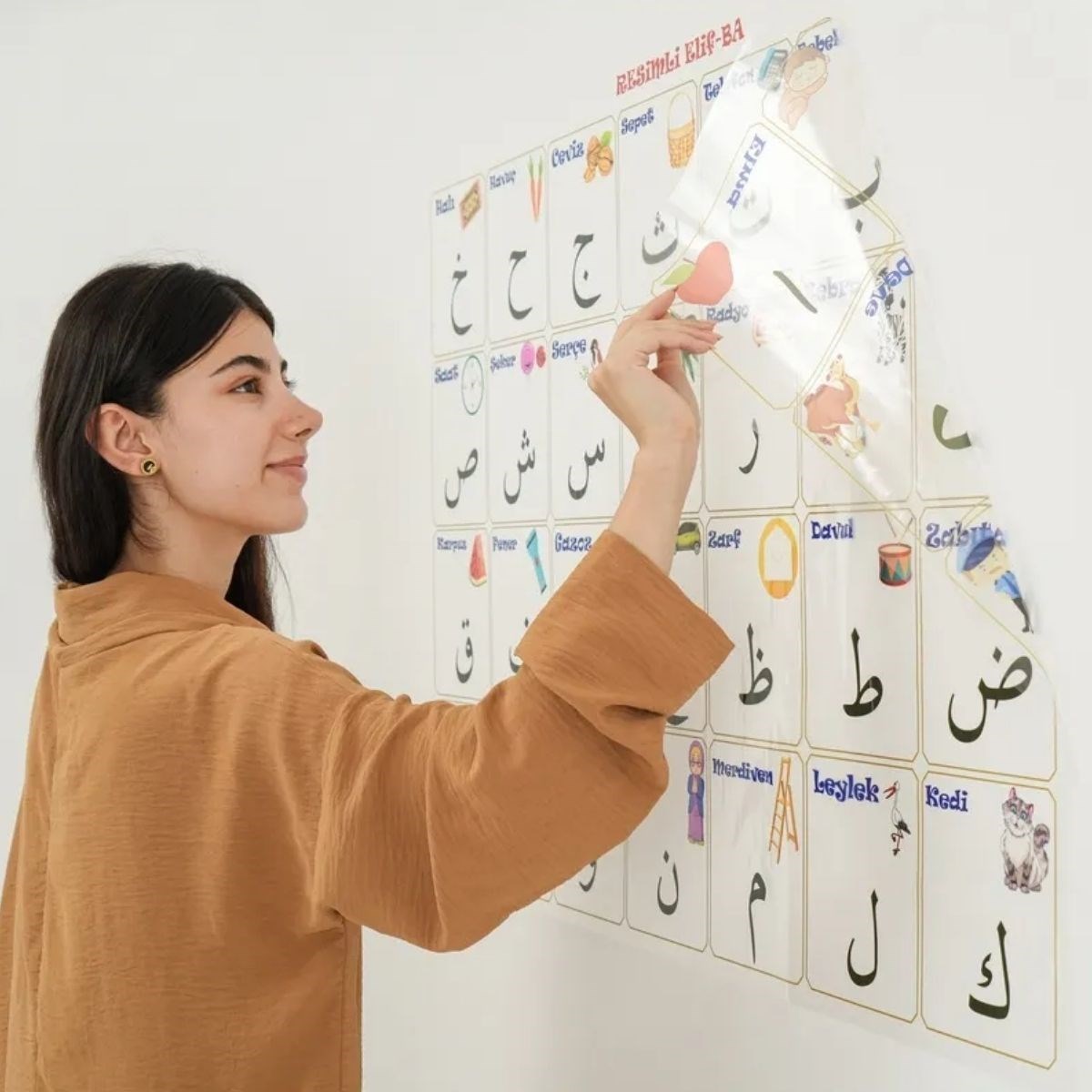 70x100 cm Statik Kağıt Elif-Ba Öğrenme Tahtası — Veyo — görsel 5
