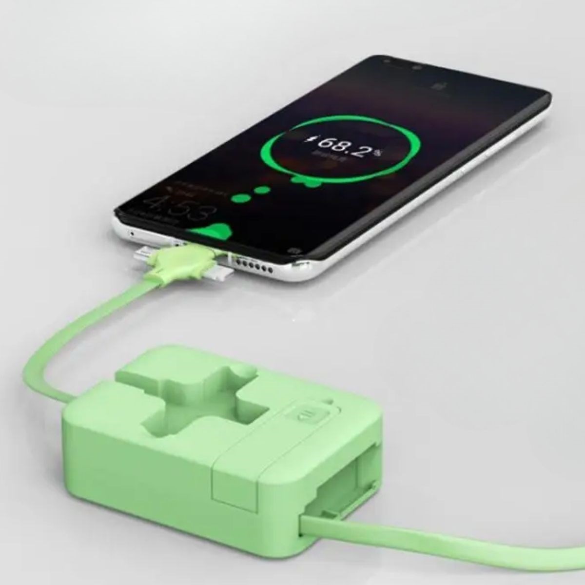 ANKAVERSE Cep Tipi Telefon Tutuculu Makaralı Uzayıp Kısalabilen 3'ü 1 Arada USB Şarj Kablosu farklı uçlar