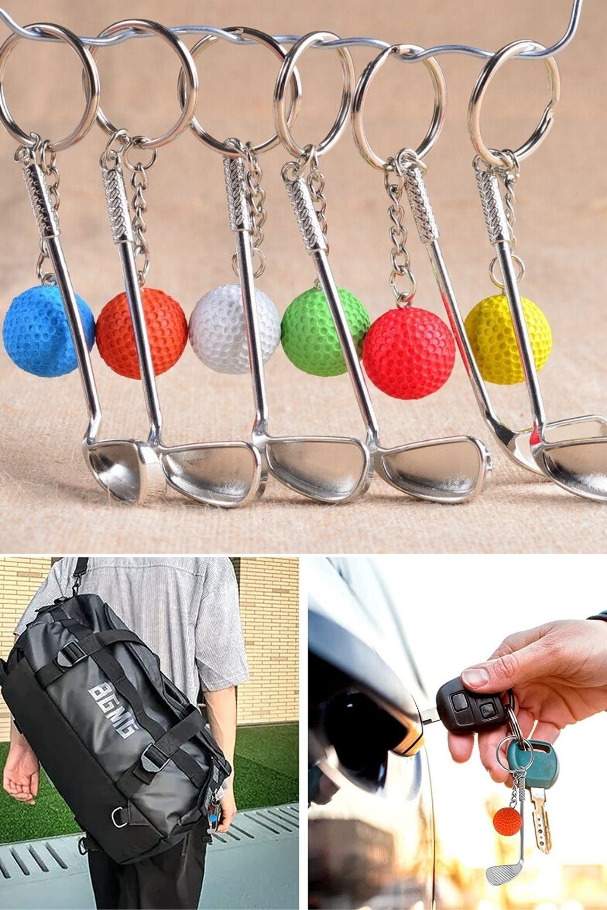 Gerçekçi Golf Tasarımlı Şık Anahtarlık Kolye Çanta Süsü Golf Keychain — Veyo — görsel 7