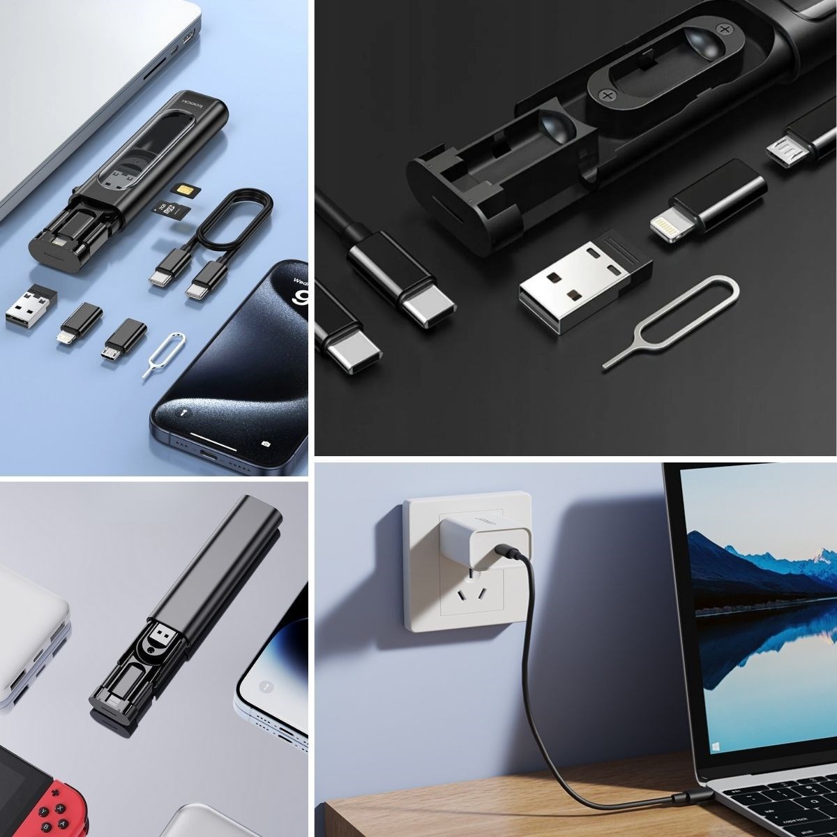 Cep Tipi 60W Bas Aç Type-C,İphone Şarj,Micro USB Hızlı Şarj Data Kablo Seti — Veyo — görsel 2