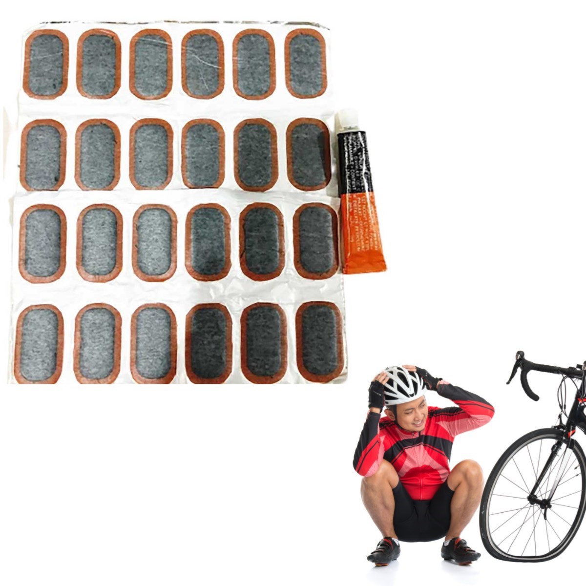 Bisiklet Motorsiklet İç Lastik Tamir Yaması Seti 24'lü Soğuk Yapıştırıcılı 70x40 mm Yama Kiti