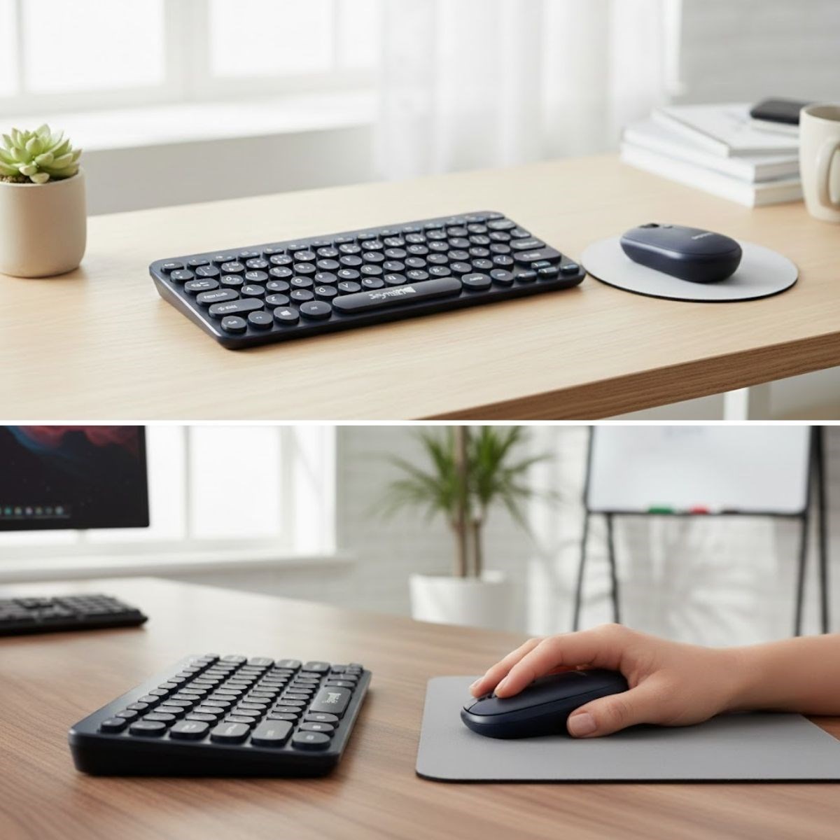 Kablosuz Lacivert Bluetooth Klavye Mouse Seti – Yuvarlak Tuşlu Tasarım, Türkçe Q Dizilim, Taşınabilir, Ev ve Ofis Kullanımına Uygun — Veyo — görsel 2