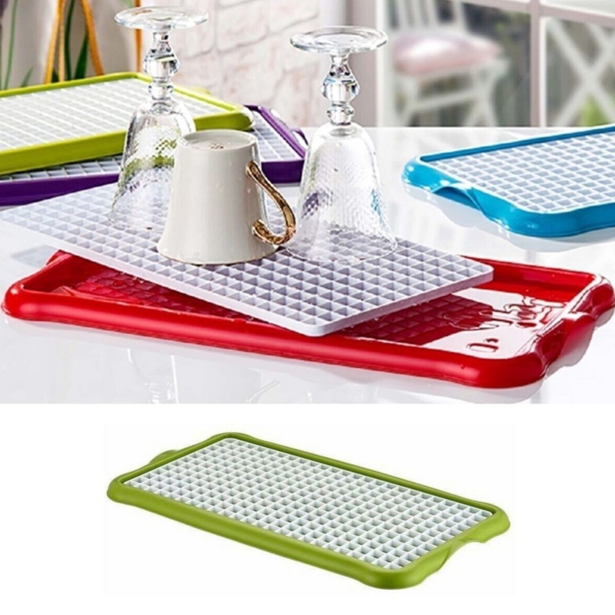 Bulaşık Kurutmalığı Lavabo Tezgah Üstü Süzmatik Pratik Kurutma Izgarası 22x40 cm Plastik