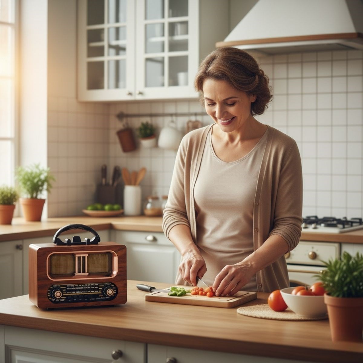 Büyük Boy Retro, Nostaljik, Ahşap Tasarım Bluetooth Hoparlörlü, Şarjlı, Taşınabilir FM/AM Destekli Radyo NS-6635 — Veyo — görsel 2