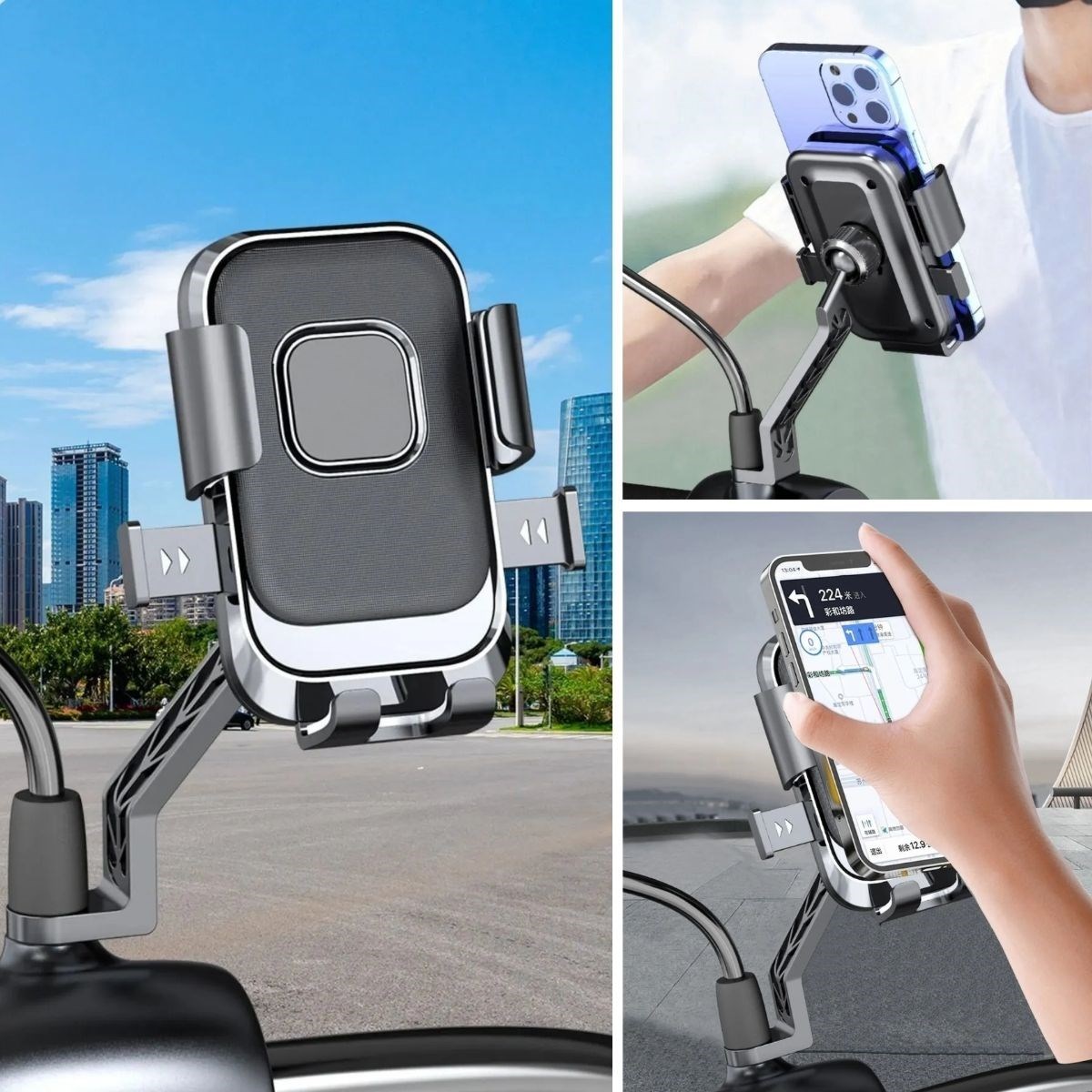 Motor,Motosiklet,Bisiklet ,Scooter İçin 360 Derece Dönebilen Dikiz Aynası Versiyonu Telefon Tutucu Aparat — Veyo