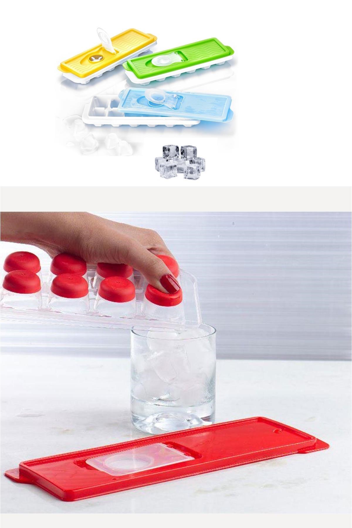 12li Kapaklı Yapışmaz Silikon Tabanlı Plastik Küp Buz Kalıbı — Veyo — görsel 8