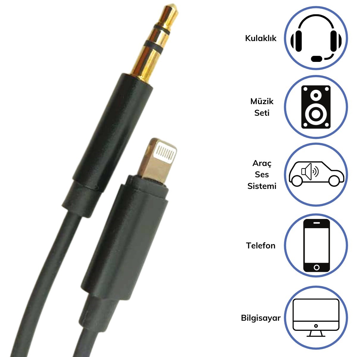 iPhone Lightning Aux Araç Dönüştürücü Ses Kablosu 35 mm Jack Girişli — Veyo — görsel 3