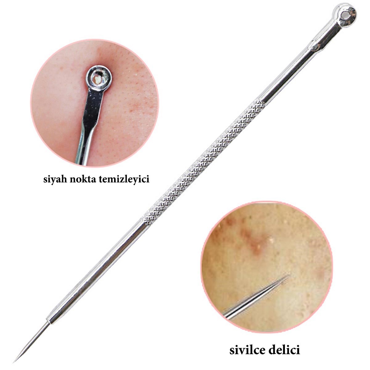 Paslanmaz Çelik Siyah Nokta Sivilce ve Akne Temizleyici Set 3lü Kit — Veyo — görsel 4