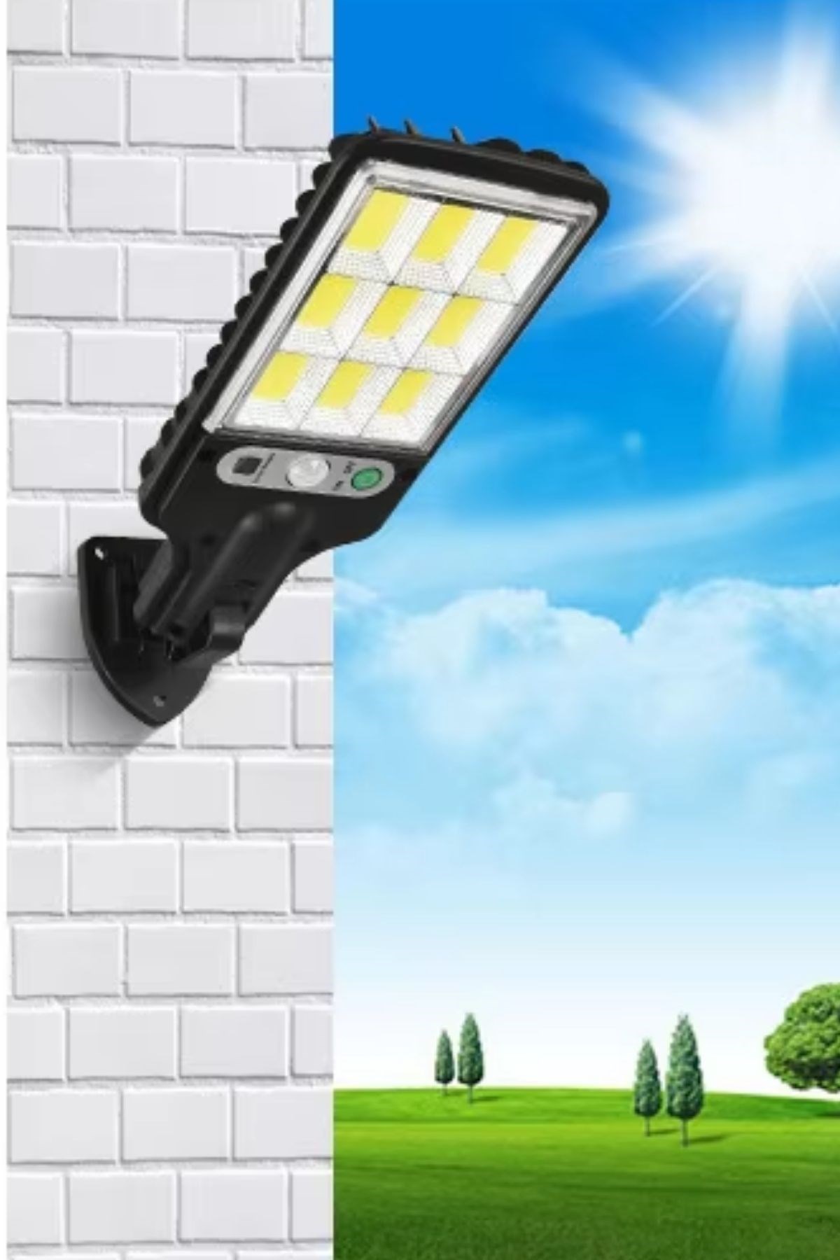 3 Farklı Işık Modlu Güneş Enerjisiyle Şarj Olan Dış Mekan Uyumlu Kumandalı Solar Duvar LEDİ — Veyo — görsel 6