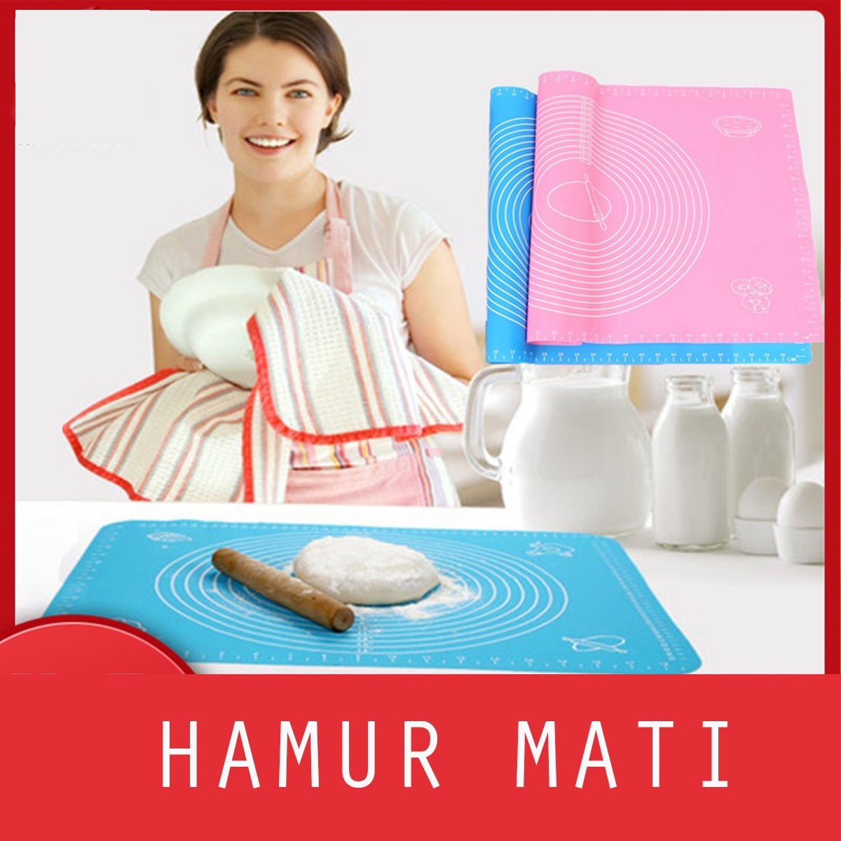 40*50 cm Silikon Ölçekli Kullanımı Kolay Hamur Açma Matı Ekmek Mantı Makarna Hamuru Yoğurma — Veyo — görsel 6