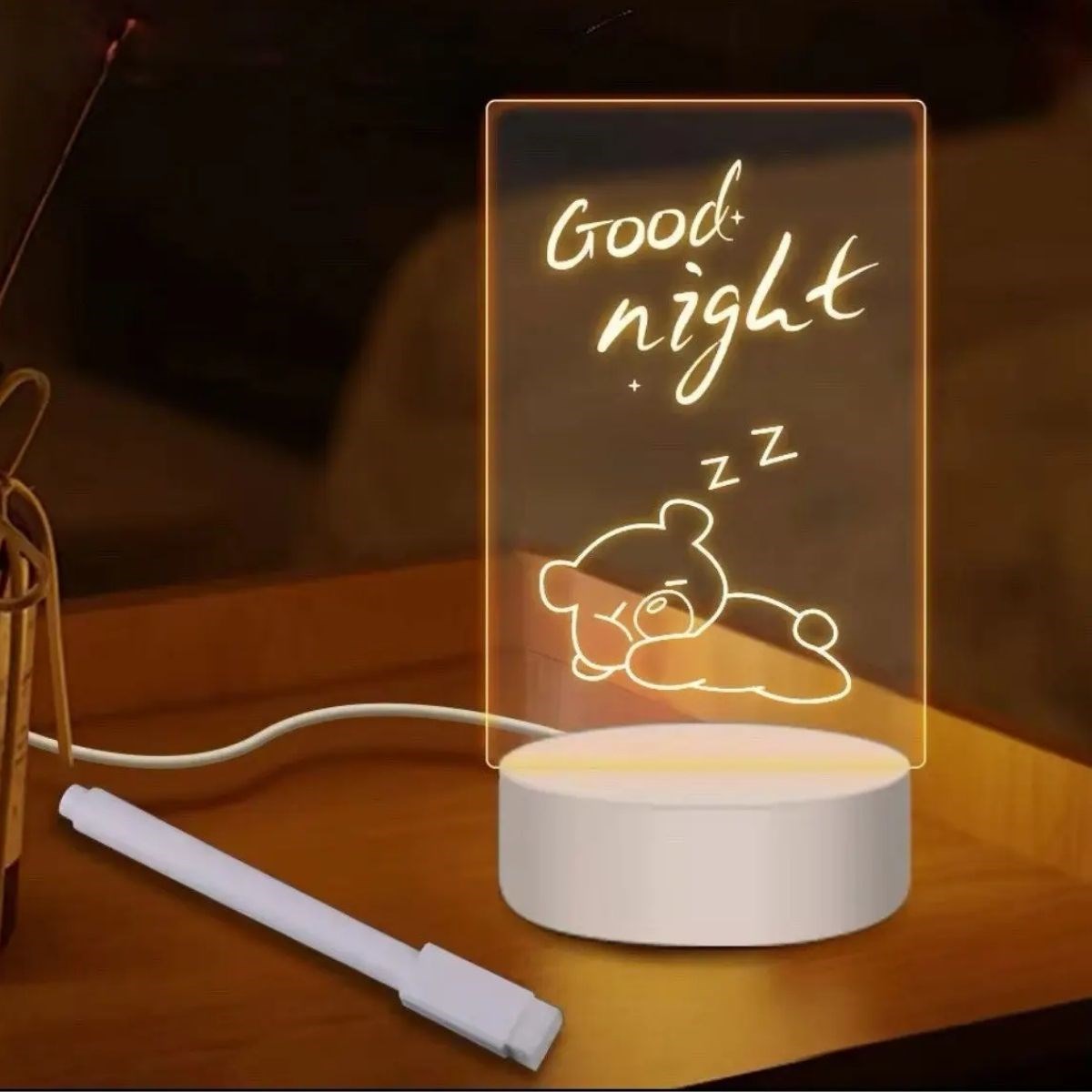 USB Kablolu Işıklı Kendiliğinden Beyaz Kalemli-Silgili Kreatif 3D Görselleştirme LED Lambası — Veyo — görsel 2