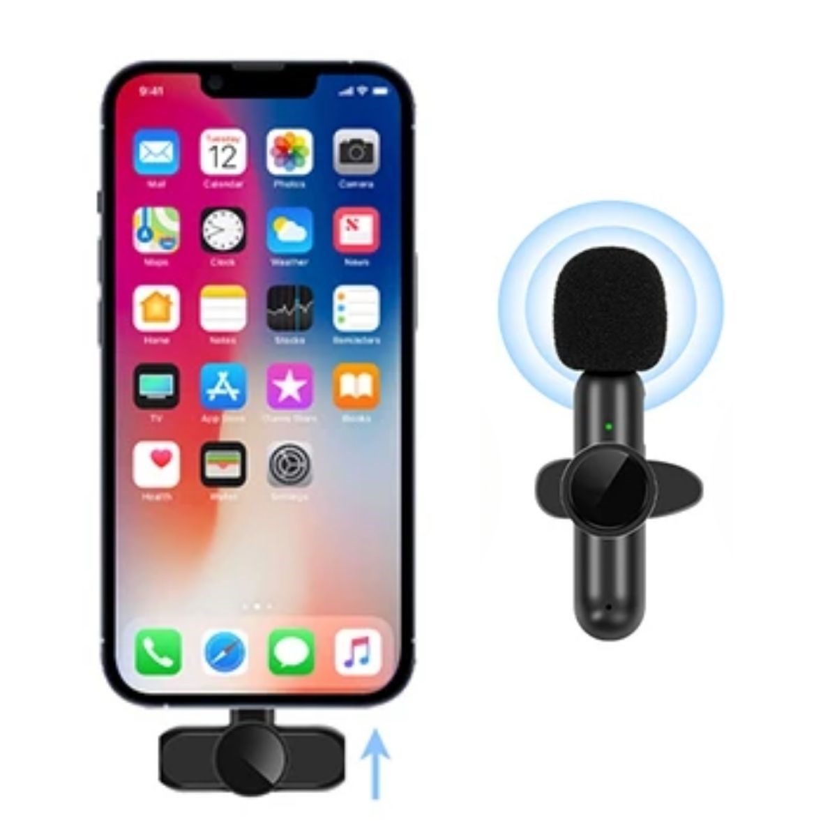 Type C Uyumlu İphone Dönüştürücülü Kablosuz Yaka Mikrofonu Android ve İphone Uyumlu Mini Mikrofon — Veyo — görsel 5