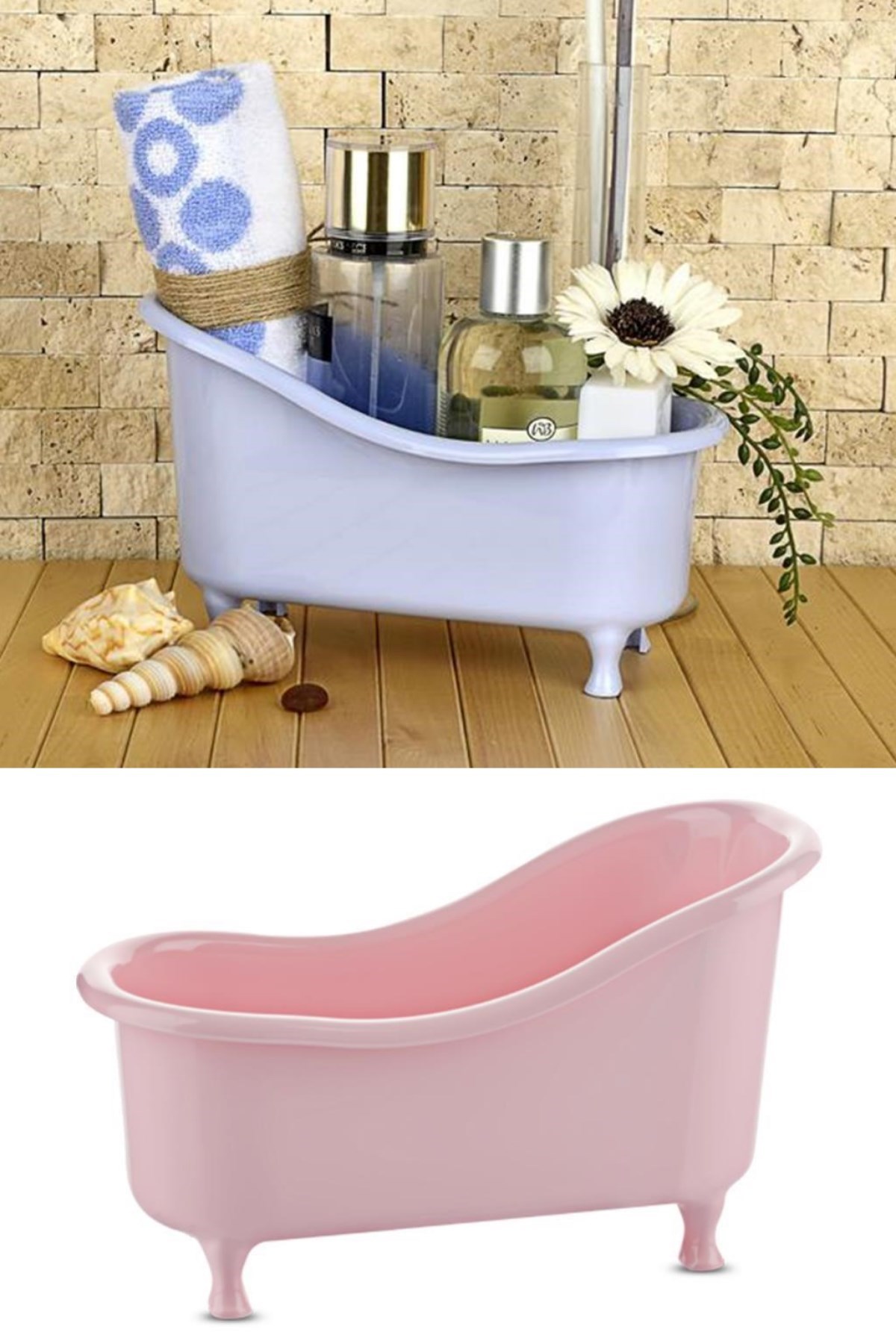 Dekoratif Mini Küvet Şeklinde Çok Amaçlı Banyo Düzenleyici Sepet — Veyo — görsel 6