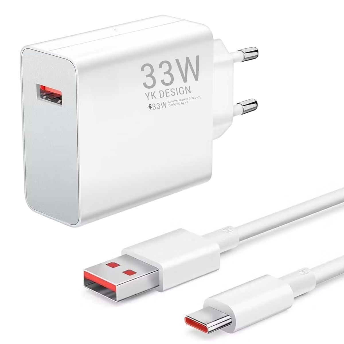 33W Hızlı Şarj Adaptörü – Type-C Kablolu, USB Çıkışlı, Akıllı Şarj Destekli Duvar Tipi Şarj Cihazı — Veyo
