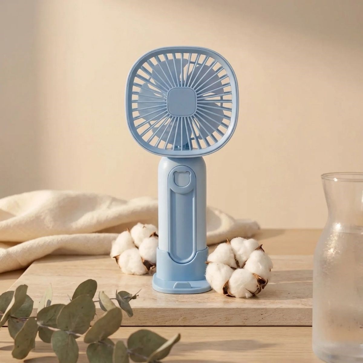 Mini Fan Telefon Tutuculu Standlı Ayı Figürlü Masaüstü El Fanı Taşınabilir Kademeli Pratik Hediyelik