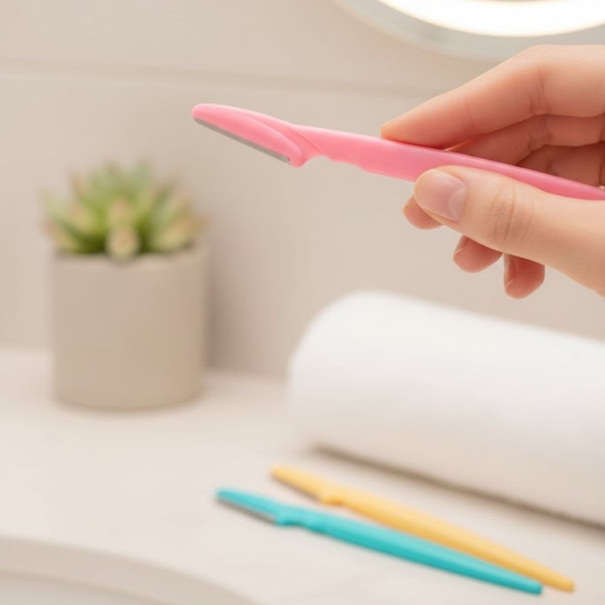 BUFFER® 3’lü Kadın Kaş Usturası Seti – Hassas Ciltler İçin Güvenli Yüz Tüy Temizleme Bıçağı