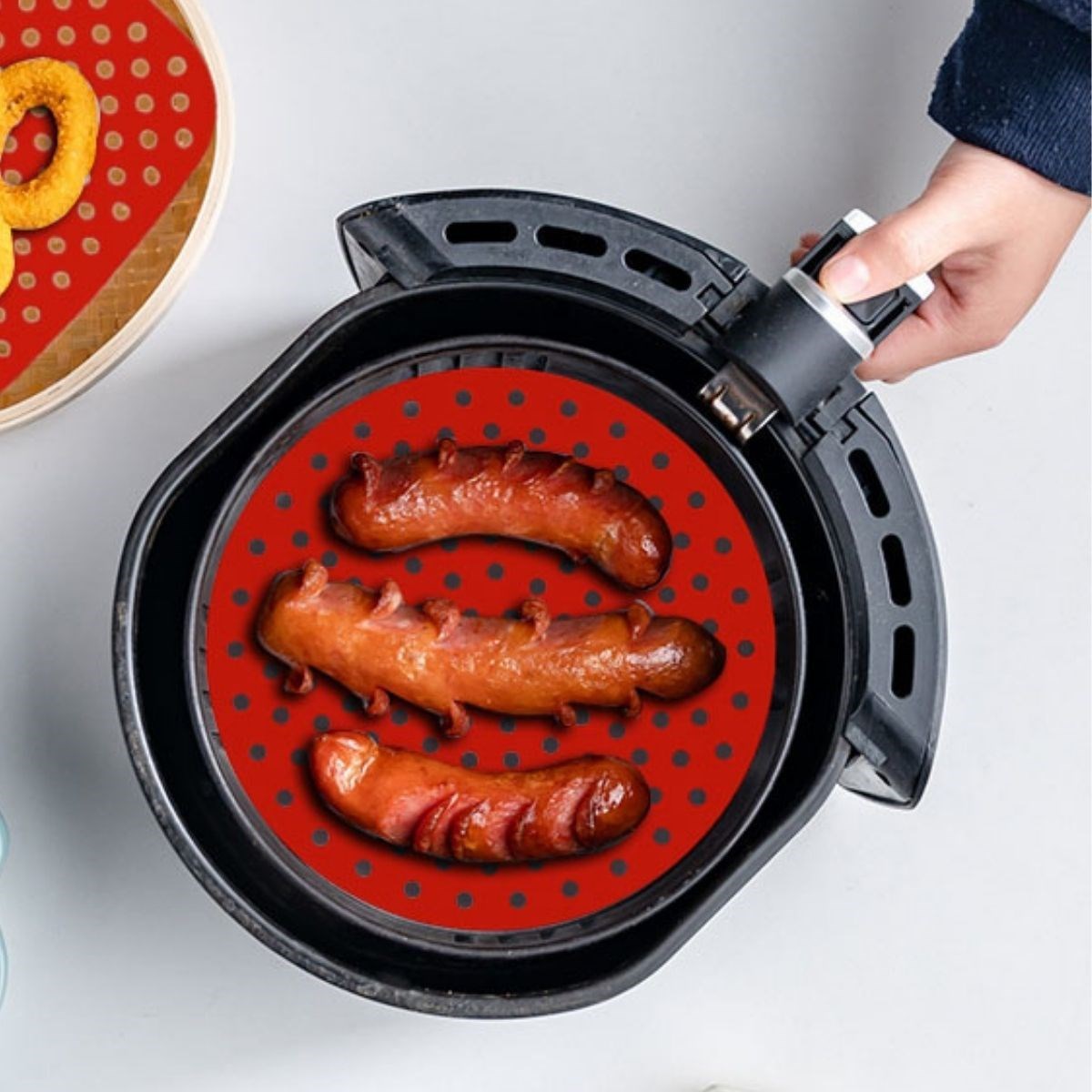 Siyah Isıya Dayanıklı Yıkanılabilir Silikon Fırın Ve Airfryer Yuvarlak Model Pişirme Matı 23 Cm — Veyo — görsel 2
