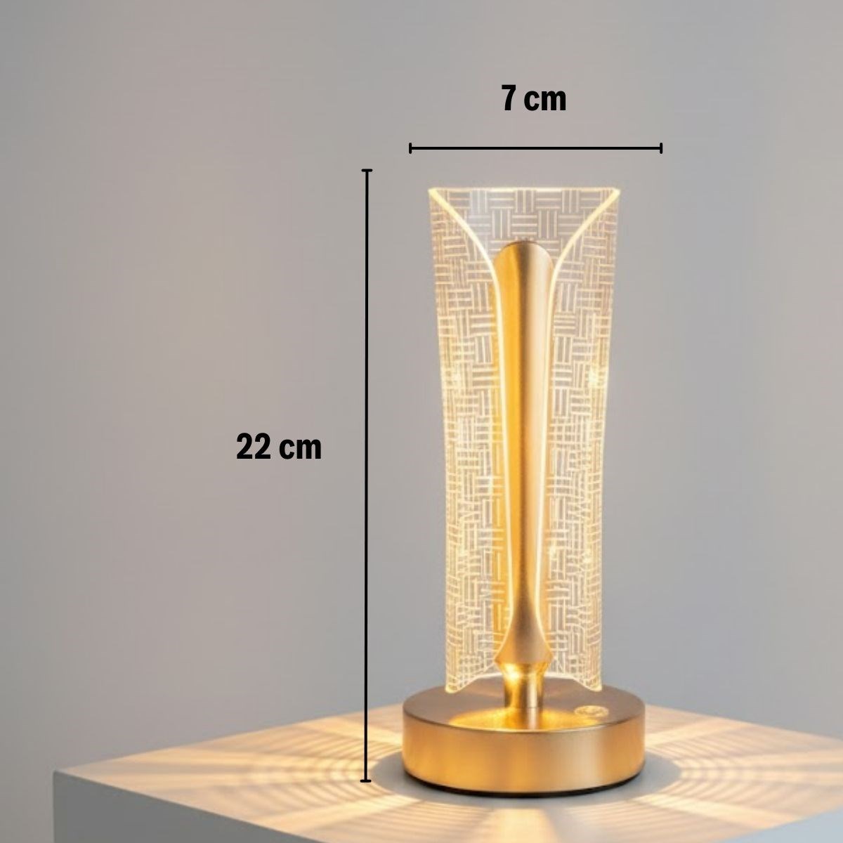 İki Yandan Kavisli Silindirik Çizgi Model Kristal LED Masa Lambası – Dokunmatik, 3 Renk Işık Modlu, Şarjlı Dekoratif Gece Lambası — Veyo — görsel 5