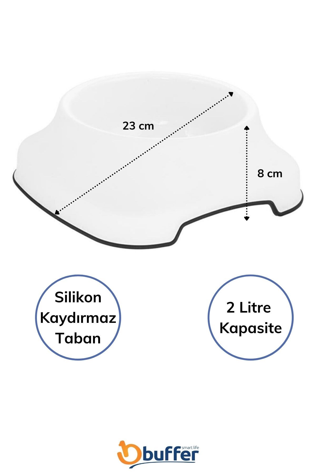Silikon Kaydırmaz Taban Plastik Kedi ve Köpek Mama ve Su Kabı 2 L — Veyo — görsel 7