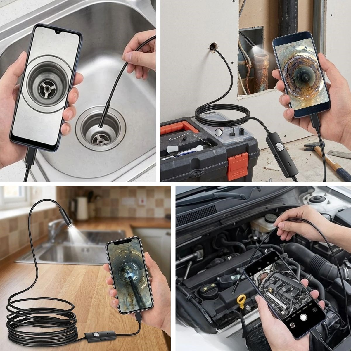5 Metre Android Telefon Uyumlu 6 LED Işıklı Su Geçirmez Endoskop / Boroskop Yılan Kamera HD — Veyo — görsel 2
