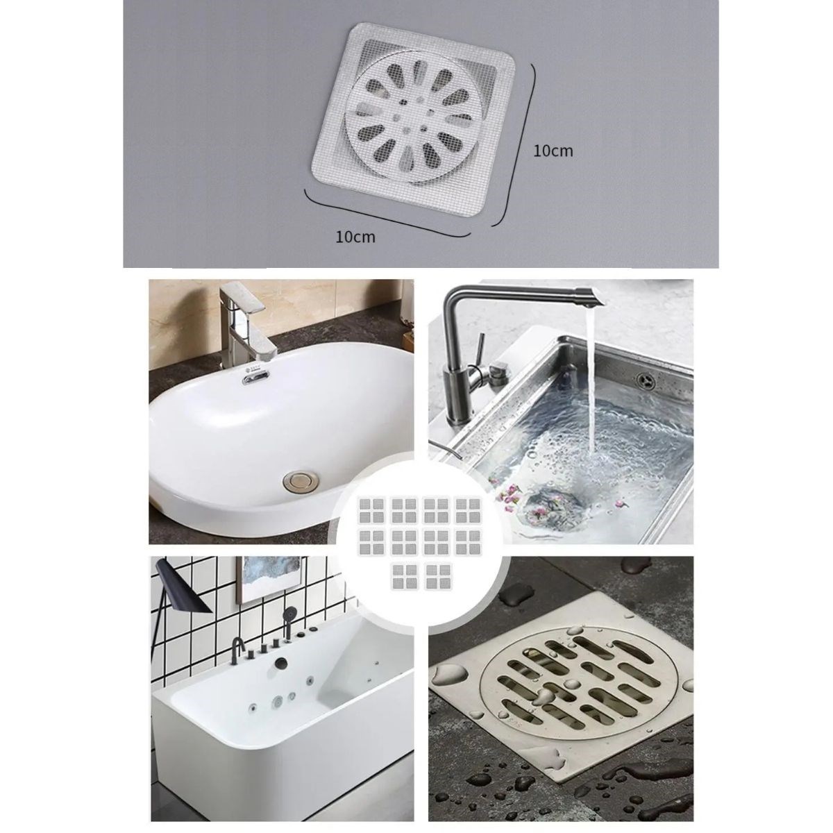 10'lu Banyo ve Mutfak Lavabo Koku Önleyici ve Haşere Böcek Önleyici Gider Filtresi — Veyo — görsel 3