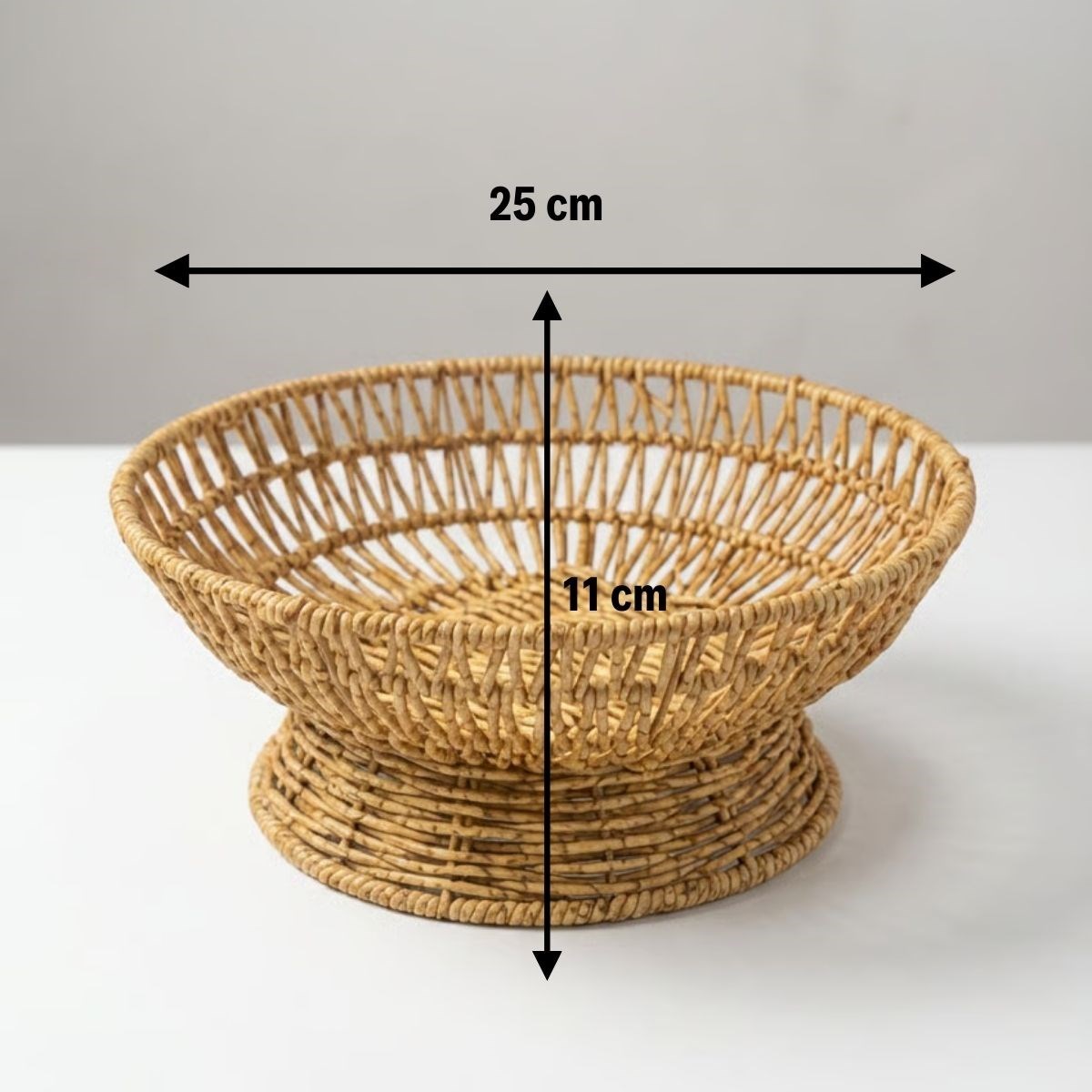 25 cm Plastik Rattan Servis Çanağı – Doğal Hasır Görünümlü Dekoratif Meyve, Ekmek ve Sunum Kasesi — Veyo — görsel 5