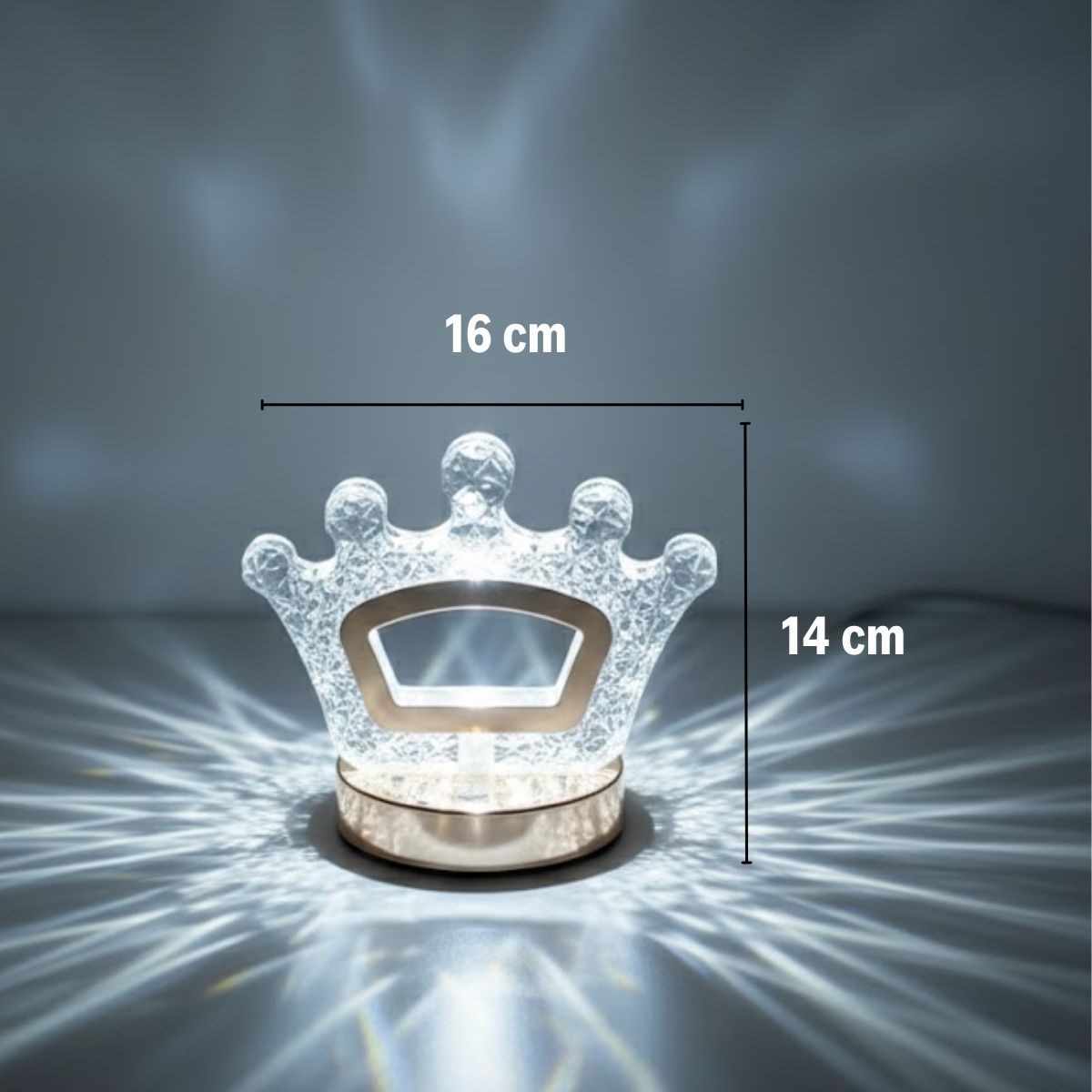 Kral Tacı Model Kristal LED Masa Lambası – Dokunmatik, 3 Renk Işık Modlu, Şarjlı Mini Dekoratif Gece Lambası — Veyo — görsel 5