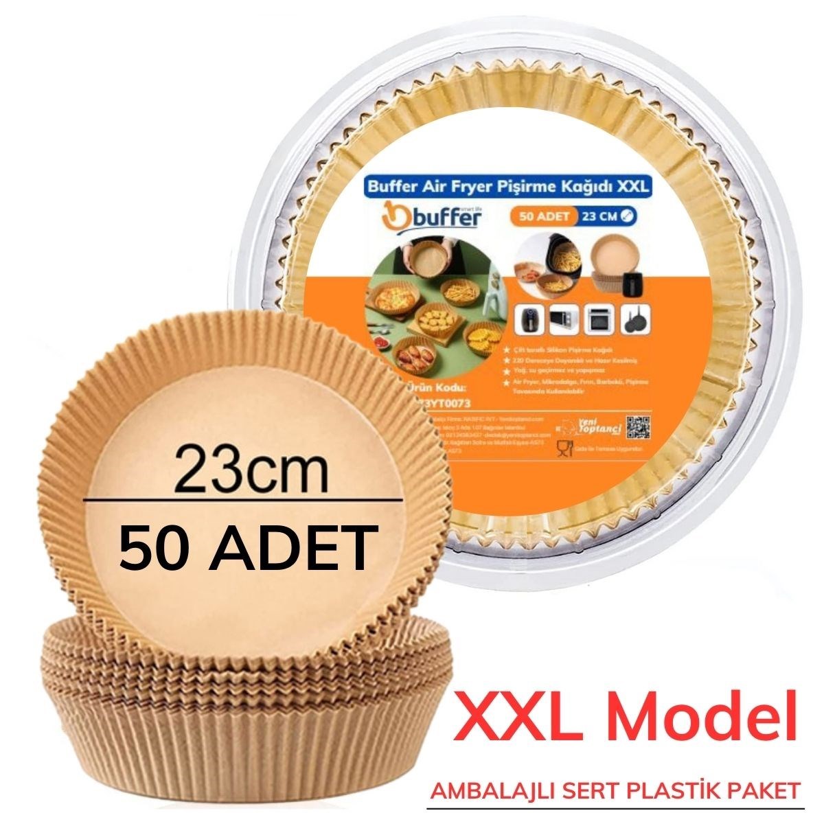 Hava Fritöz Pişirme Kağıdı Tek Kullanımlık Yağ Geçirmez Yuvarlak XXL Model Pratik Kullanışlı