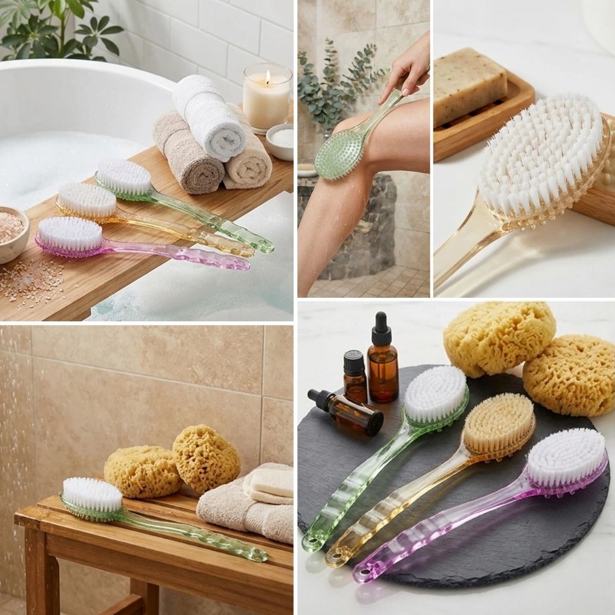 Plastik Saplı Vücut Temizleme Fırçası - Çok Amaçlı Sırt ve Vücut İçin Banyo ve Duş Kese Aparatı — Veyo — görsel 2
