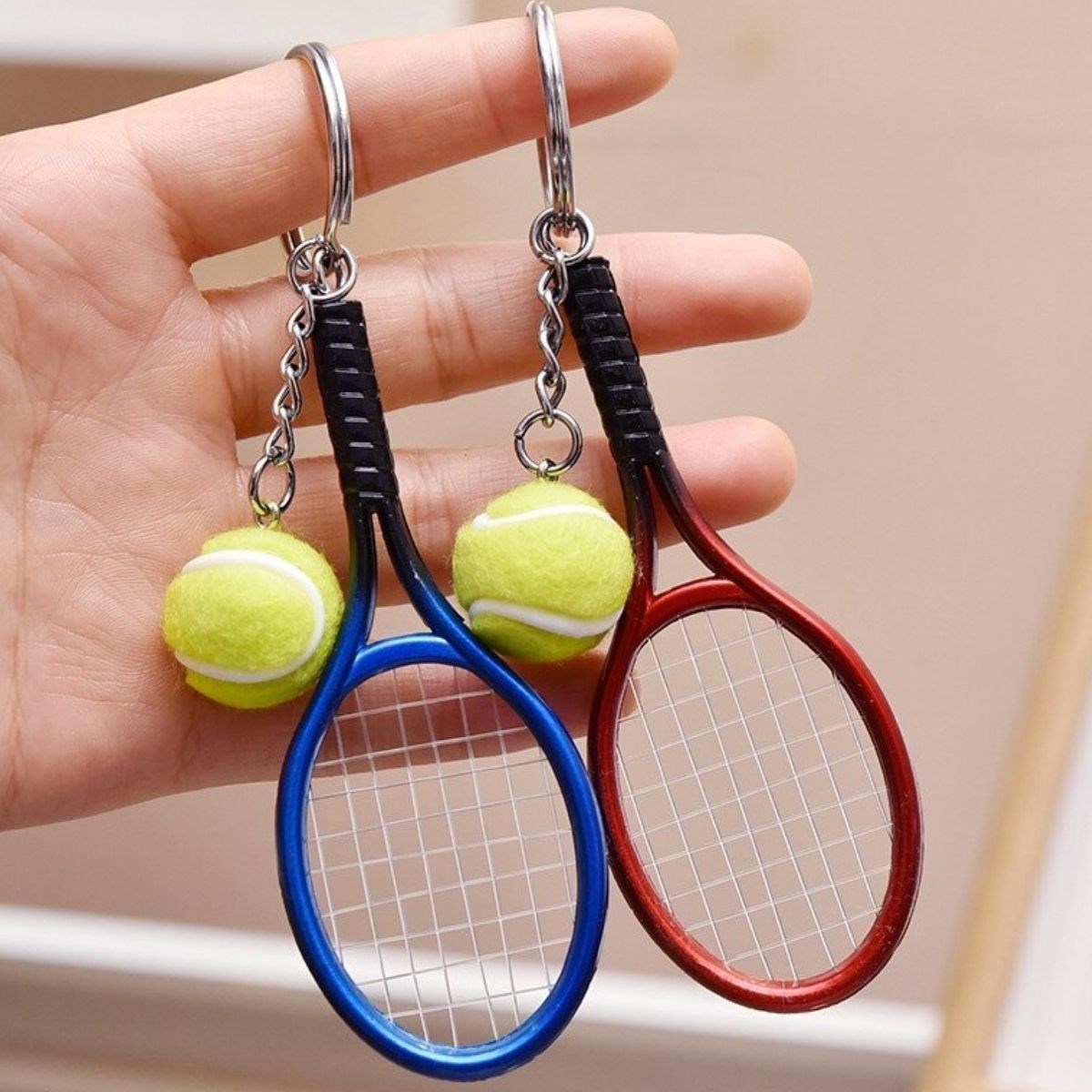 Gerçekçi Tenis Raketi Tasarımlı Şık Anahtarlık Kolye Çanta Süsü Tennis Keychain — Veyo — görsel 6