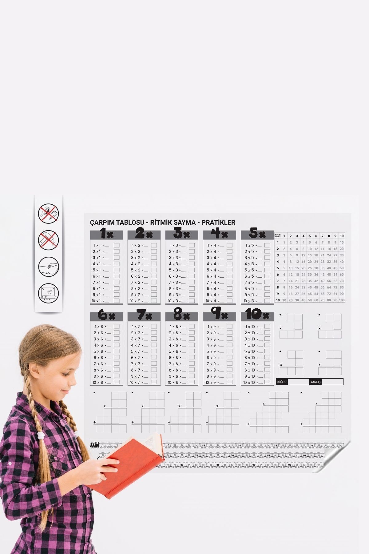 Çarpım Tablosu Ezberleme Manyetik Duvar Stickerı 105 x 100 cm — Veyo — görsel 8