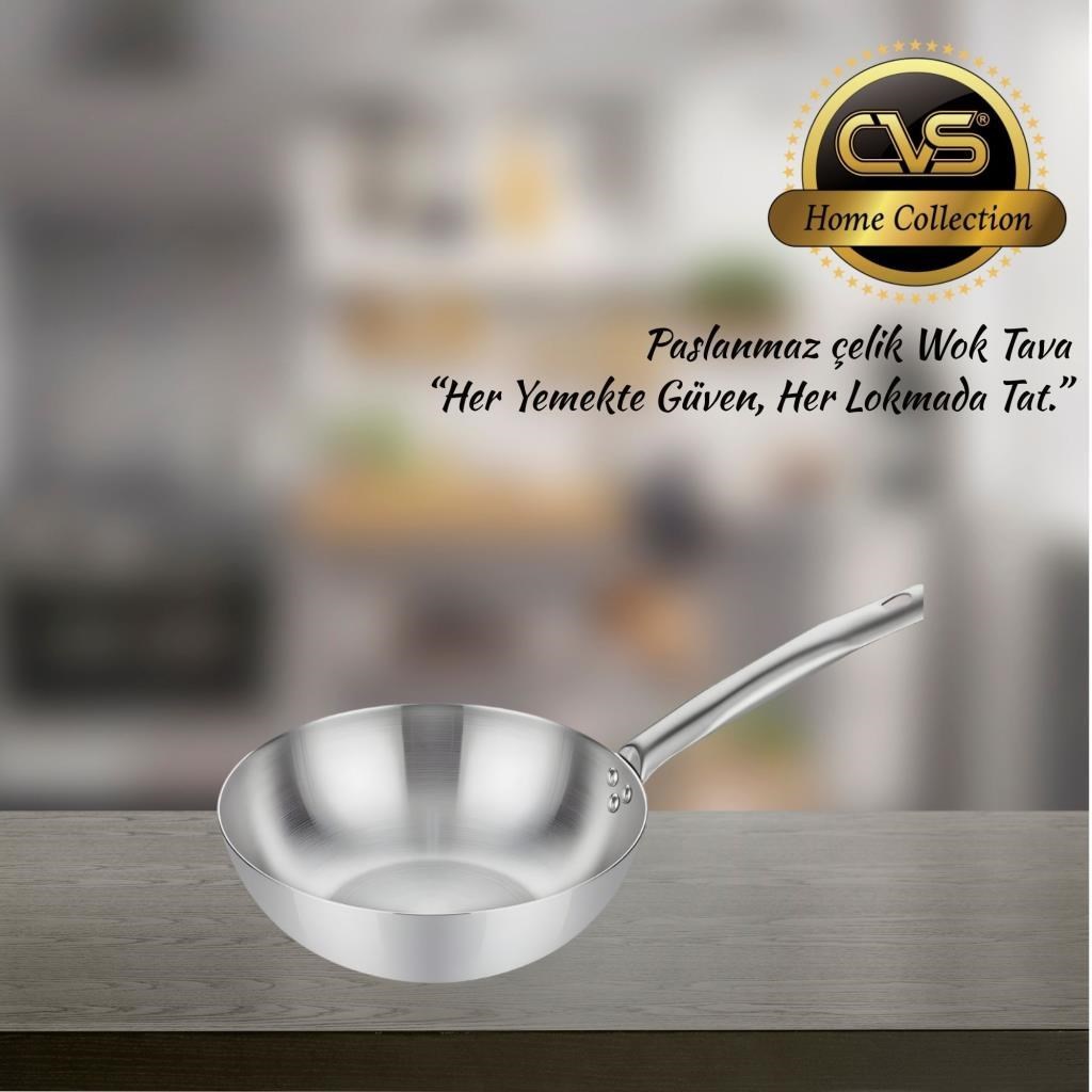 CVS DN 20042 Ametist 28 cm Paslanmaz Çelik Wok Tavası