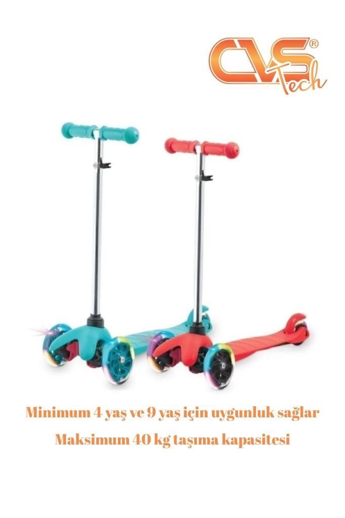 CVS Tech 7 Renk Led Işıklı Tekerlekli Scooter-KIRMIZI